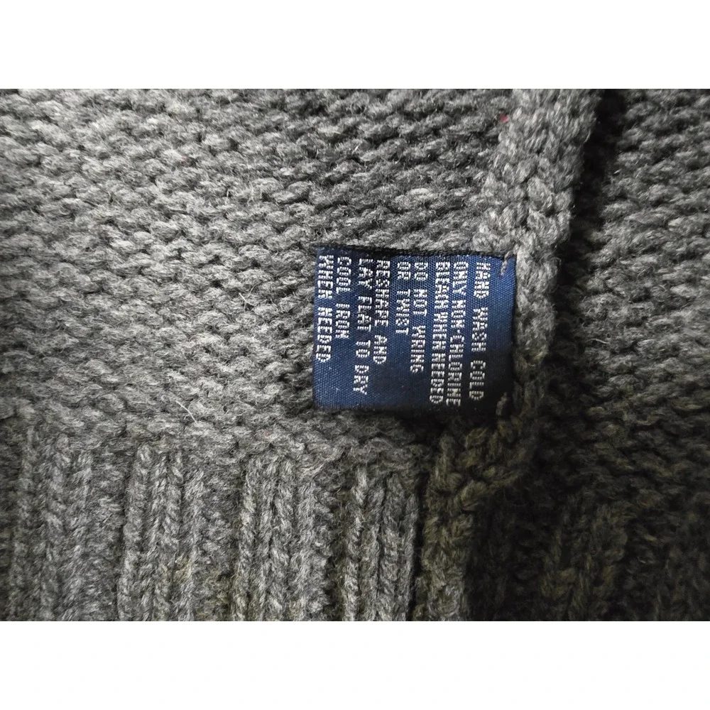 Vintage Polo Ralph Lauren Mens Gray 100% Lambswool Full Zip Mock Sweater Size M